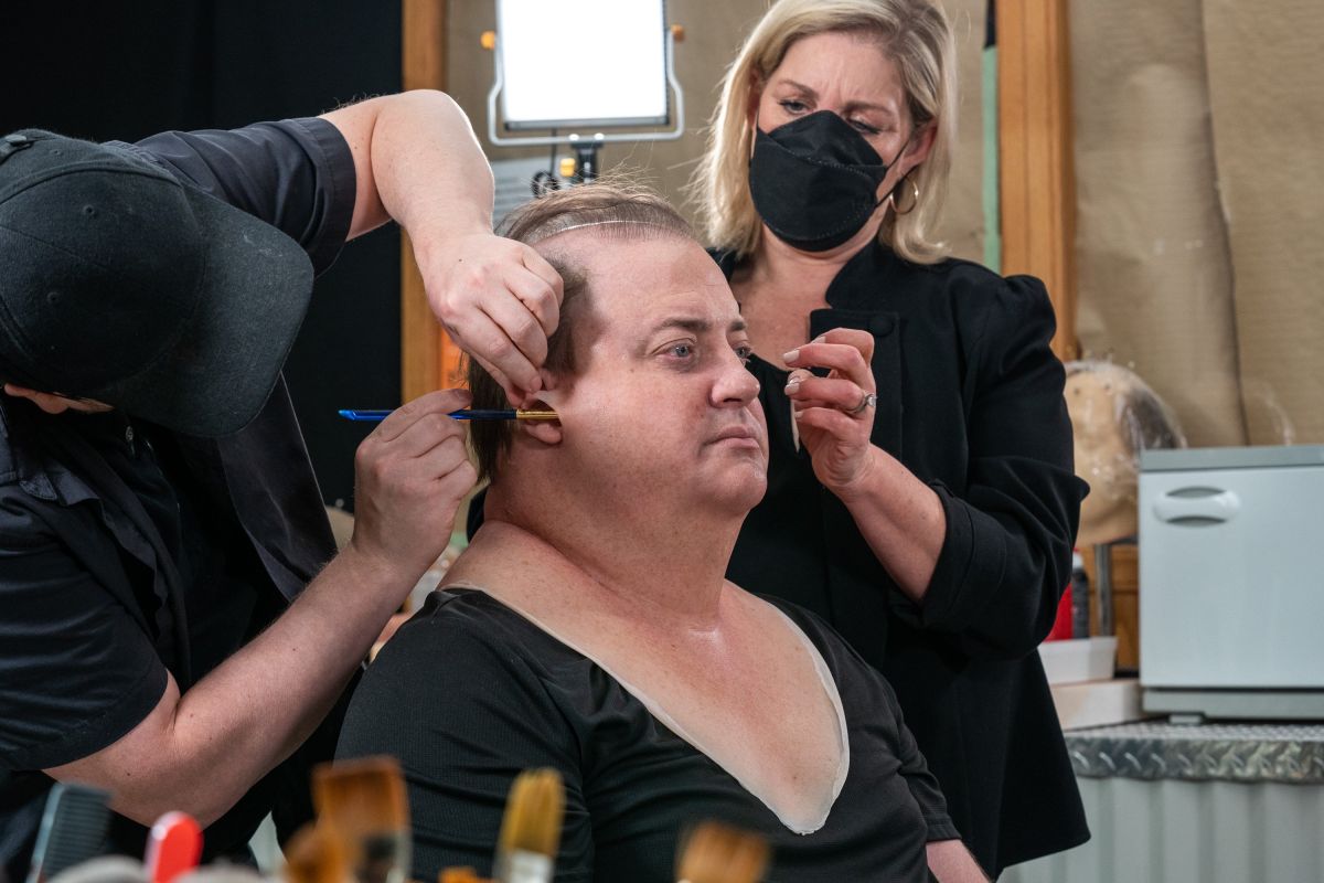 Brendan Fraser en maquillaje para Ballenas premio Oscar